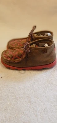 Twisted X Driving Moc ICA0037 Chukka Brown Leather GIRLS Kids Size 9M - Image 1 of 4