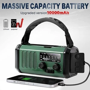 Emergency NOAA AM/FM Weather Radio USB Solar Crank Charges LED Dynamo Flashlight - Bild 1 von 17