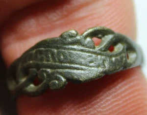 Original bronze wedding band ring OPEN WORK inscribed MEMORY in SLAVIC SIZE 11 - Bild 1 von 4