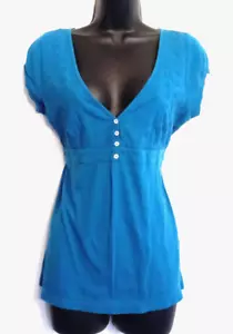 Camisa Aeropostale Talla Jr XL Azul Algodón Ojales Bordado Tejido Top Y2K De Colección - Imagen 1 de 4