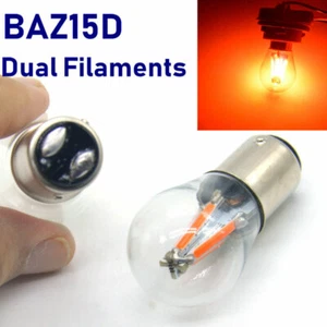 2x BAZ15D 7225 RED COLOR 4W LED COB BRAKE TAIL LIGHT BULBS GLASS COVER 12V DC - Picture 1 of 12