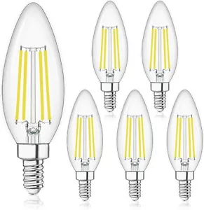 6*B11 LED Candelabra Bulb 4W 4000K E12 Base Outdoor Decorative Light For Sconces - Picture 1 of 8