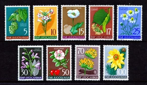 YUGOSLAVIA — SCOTT 424-432 — 1955 FLOWERS SET — MNH — SCV $34 - Picture 1 of 2