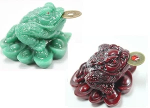 1 Red 1 Green Fortune Toad Money Coin Frog Feng Shui Chinese Charm of prosperity - Picture 1 of 1