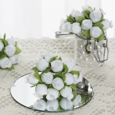 144 pcs White Mini CRAFT ROSE BUDS Wedding Party Favors Supplies Decorations - Image 1 of 3