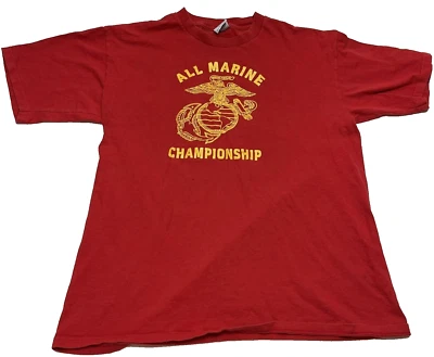 Camiseta roja vintage All Marine Championship Cal Cru puntada única para hombre talla L Foto 1 de 4