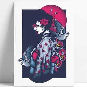 Póster Impresión Artística A3 GEISHA SAMURAI JAPÓN Sala De Estar Diseño De Hogar - Imagen 1 de 6