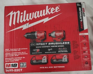 Milwaukee 3692-22CT M18 Compact Brushless 2-Tool Combo, Drill Driver/Impact - Picture 1 of 4