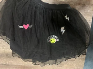 Justice sz 8 heart emoji tulle tutu skirt Skort nwot black music 80’s - Picture 1 of 3