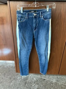 Pantalones de mezclilla ajustados para mujer Barbara a rayas laterales Hudson con dobladillo crudo talla: 25 - Imagen 1 de 10