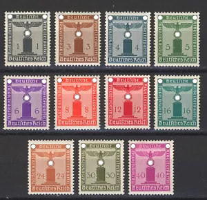 MiNr. 155-165 marcas de servicio DR - águila del Reich en base sin peso Sin usar * - Imagen 1 de 4