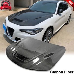 For 2017-2020 Alfa Romeo Giulia Carbon Fiber Front Hood Engine Bonnet Cover Trim - Bild 1 von 12