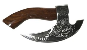 Handmade Wood Handle Pizza Cutter Hand AXE Carbon steel Leather Sheath - Picture 1 of 7