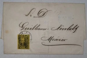 Mexico Cover 1870 50c Yellow Puebla District Overprint 4 70 Cancel Black CDS XF - Picture 1 of 3