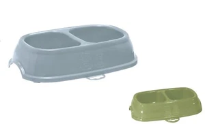 Tazón doble de plástico para perros y gatos azul claro Tazón C5 - Imagen 1 de 1