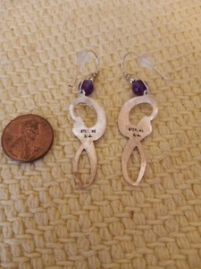 Lovely Handcrafted Sterling And Amythyst Bead Earrings - Picture 1 of 4