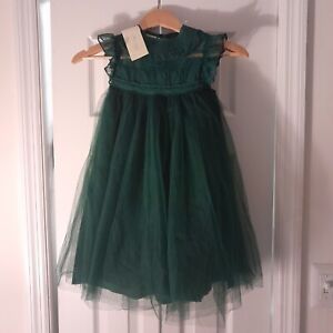 TRISH SCULLY GIRLS GREEN DRESS  WITH TULLE SKIRT SIZE 4 NWT