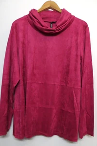 NWT Ethyl Shirt Womens XXL 2XL Tunic Colorful Cowl Neck Long Sleeves Velvet Like - Picture 1 of 15
