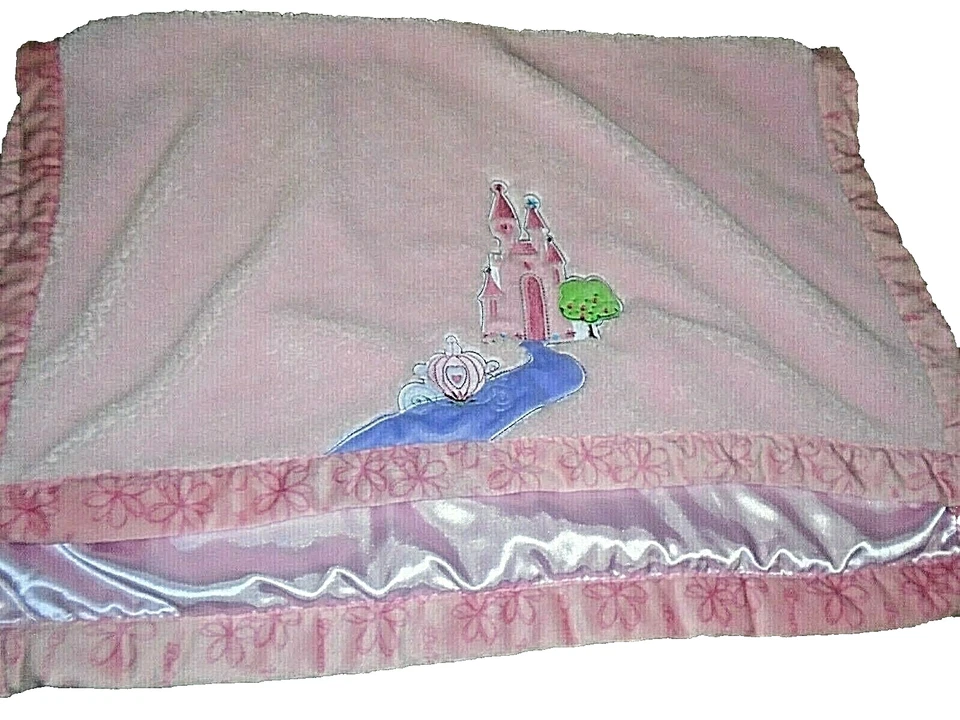 2P!¡GUAU! Manta bebé cuna satinada felpa rosa castillo cenicienta Disney 30x40 LN Foto 1 de 4
