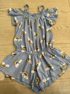 Flowers By Zoe Girls Blue Romper W/ Rainbows Size 6 - Picture 1 of 2