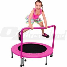 91cm Indoor Outdoor Round Kids Trampoline with Handle Max Weight 90KG Pink