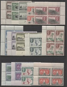 NYASALAND - 1945 SET IN CORNER MARG.BLOCKS OF 4 UM(MNH) SG.144-157. (REF.E20) - Picture 1 of 1