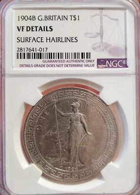 1904 B China Hong Kong UK Great Britain Trade Dollar Silver NGC VF - Image 1 of 4