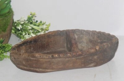 Antique Wooden Kharal Opium Bowl Original Old Hand Carved Decorative - Image 1 of 4