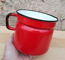 Ancien Pichet Pot à lait eau Verseuse Tôle émaillée rouge / Déco Cuisine