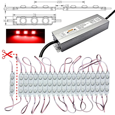 100x LED Module+Power Supply - 230V/12V - Red - 1,5W 5730 Advertising Lighting - Image 1 of 2