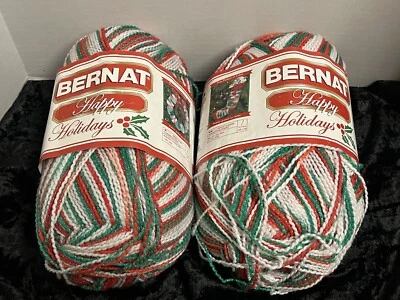 lot of 2 skeins Bernat Happy Holidays yarn Mistletoe Sparkle 1 full 1 partial - Image 1 of 4