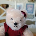 Limited Edition 1980's Small Pink Mohair Hermann Teddy Bear velvet dress 7in EUC