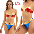 US Womens Wonder Halloween Cosplay Costume Lingerie Set Sexy Bra + Bikini Briefs