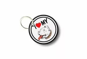 Schlüsselanhänger Schlüsselring Druck Patch Eisen I Love My Pitbull Hund Pitt Bull Haustiere - Bild 1 von 1