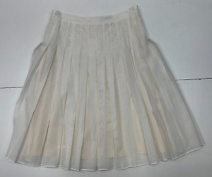 Theory White Pleated Cotton Silk Angelina Skirt SZ 2 NWT $210 INTERMIX