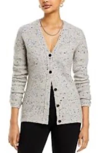 Theory Boucle Merino Wool Cardigan Light Gray Multi Size Small - Picture 1 of 5
