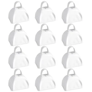 12 Pack Metal Cow Bells for Football Games, White Noise Makers, 3 x 2.8 x 2.5 in - Picture 1 of 11