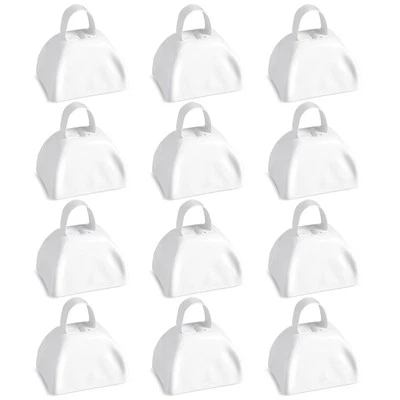 12 Pack Metal Cow Bells for Football Games, White Noise Makers, 3 x 2.8 x 2.5 in - Image 1 of 4