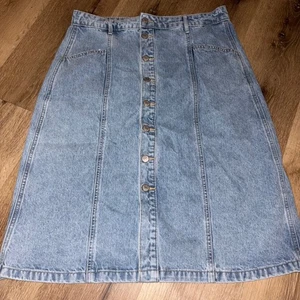 Old Navy Denim Skirt Womens Size 14 A-Line Button Front Blue Jean Vintage - Picture 1 of 8