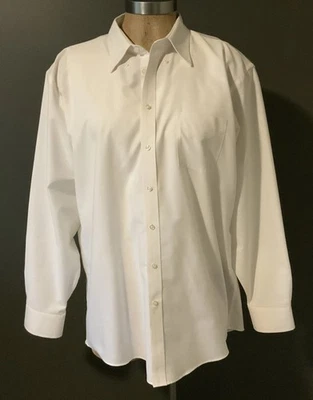 Camisa de vestir Stafford sin arrugas Oxford blanca para hombre talla 18/35-37 Foto 1 de 4
