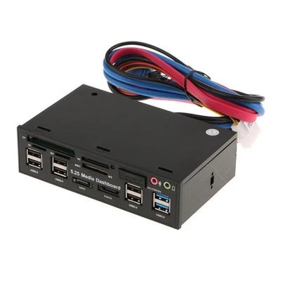 5,25" Multifunktions-Frontpanel Media Dashboard USB3.0/2.0 Hub Kartenleser - Bild 1 von 4