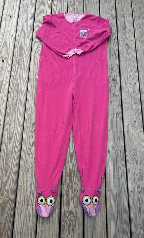 Nick & Nora One Piece Pink Pajamas PJ Size XL Owl Feet Footed Hoot Footie - Image 1 of 4