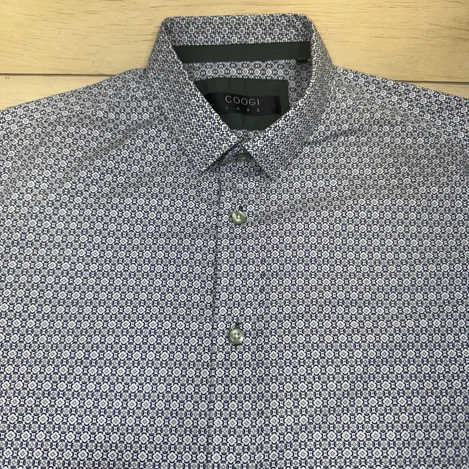 Camisa de vestir geométrica de manga larga con botones Coogi Luxe para hombre talla grande 16,5/17 Foto 1 de 4