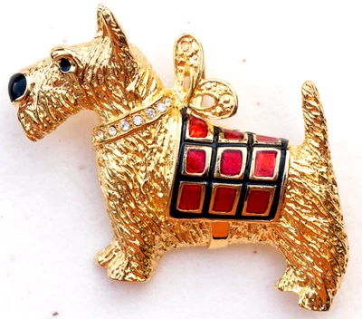 Broche/Pin/Colgante Premier Designs Firmado Scottie Dog Tono Dorado Foto 1 de 2