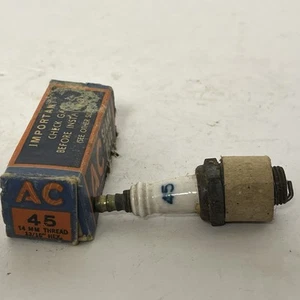 Vintage AC 45 14mm Thread 13/16” Hex Spark Plug w/ Original Box New Old Stock - Picture 1 of 16