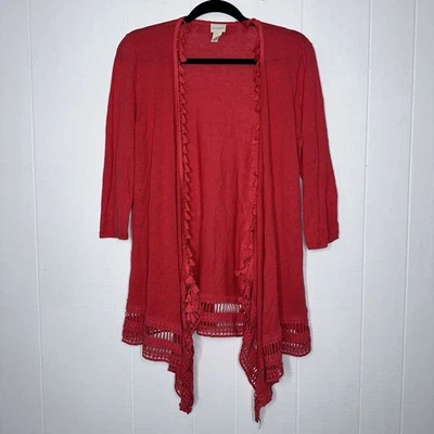 Cárdigan Chico’s Mujer Lino Borla Flecos Detalle Rosa Talla 1 Mediano Foto 1 de 4