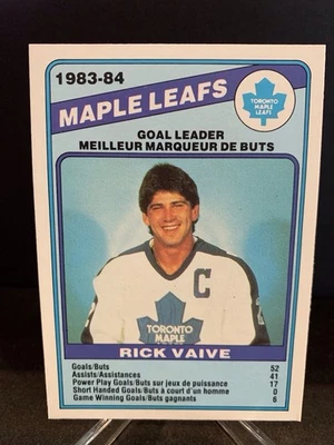1984-85 O-Pee-Chee RICK VAIVE GOAL LEADER HOCKEY CARD #368 TORONTO MAPLE LEAFS - Image 1 of 2