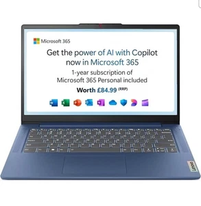 Lenovo IdeaPad Slim 3 Laptop | 14" FHD Intel N100 4GB RAM 128GB SSD Windows 11 - Picture 1 of 16