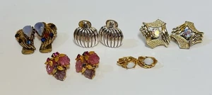 Orecchini Vintage Clip On Lotto di 5 Set Multicolore Finto Opale/Pietre - Foto 1 di 12