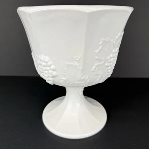 Ernte Traube Milch Glas Stand Vase Kompott 6 1/2" hoch - Bild 1 von 10